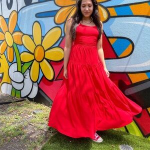 Red Sleeveless Maxi Dress
